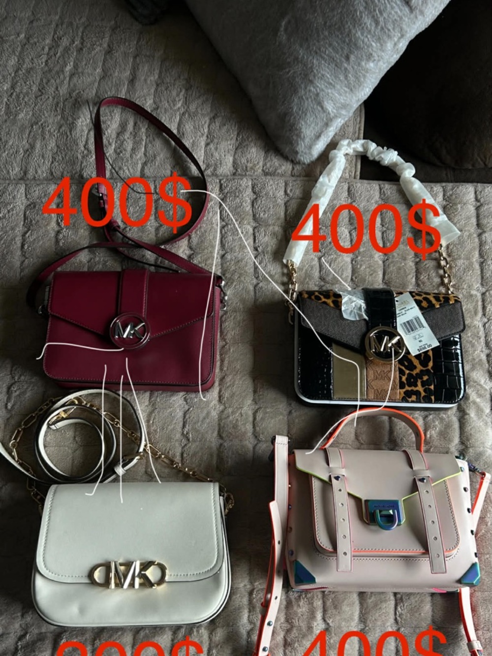 Michael Kors Women's Crossbody and Shoulder Bag - Burgundy, White, Pink